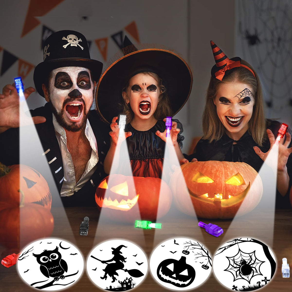 40 Pcs Halloween Party Favors Finger Lights for Kids, Halloween Light Up Toys Bulk Glow in the Dark Halloween Treats Non Candy Goodie Bag Fillers Basket Stuffers Classroom Prizes Trick or Treat Gift