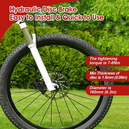 Hydraulic Brakes, MT200 Hydraulic Brakes for Ebike, 160mm/6.3-in Discs Bike Parts Dual-Piston Hydraulic Disc Brake Kit Aluminum Alloy Parts with Tools, Folding Bike/Ebike/Scooter/Fat Bike