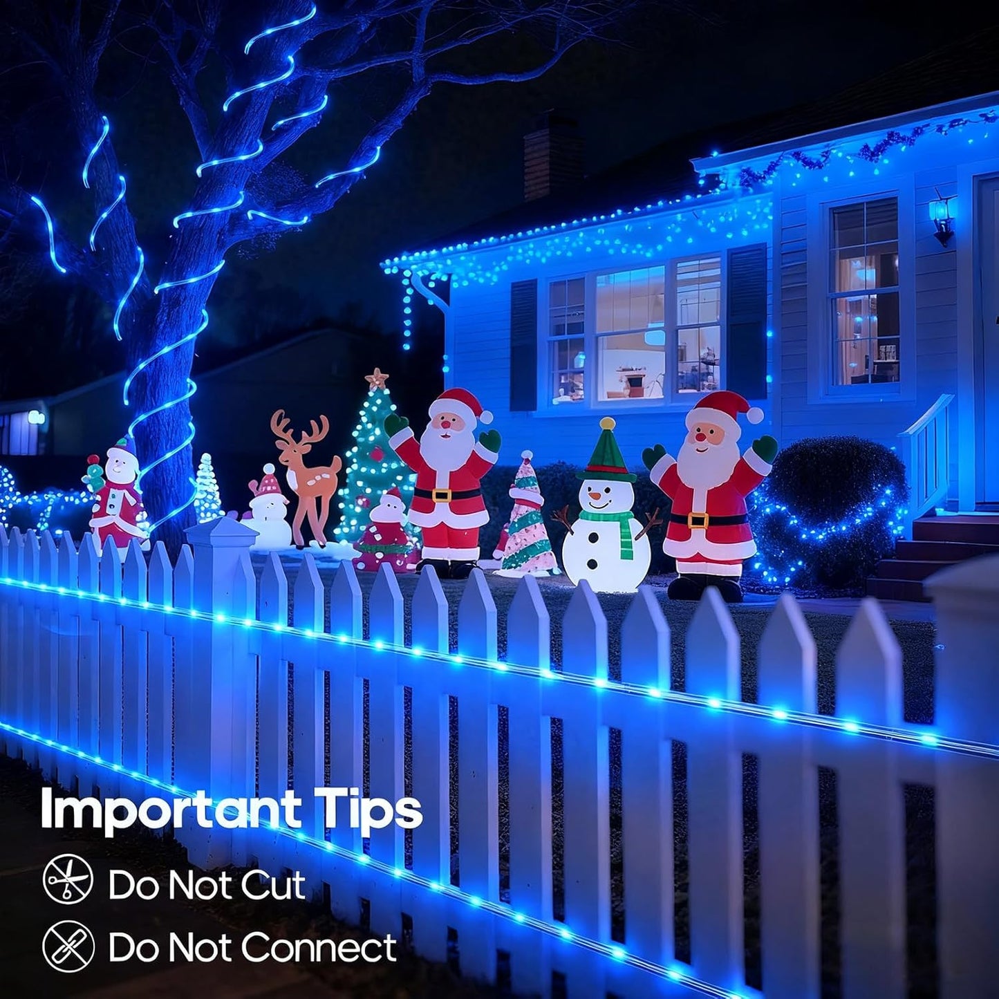 720 LED Rope Lights by [Brand Name] - 100Ft Waterproof Outdoor Lights with Remote, 8 Modes & 4 Brightness Levels | Blue