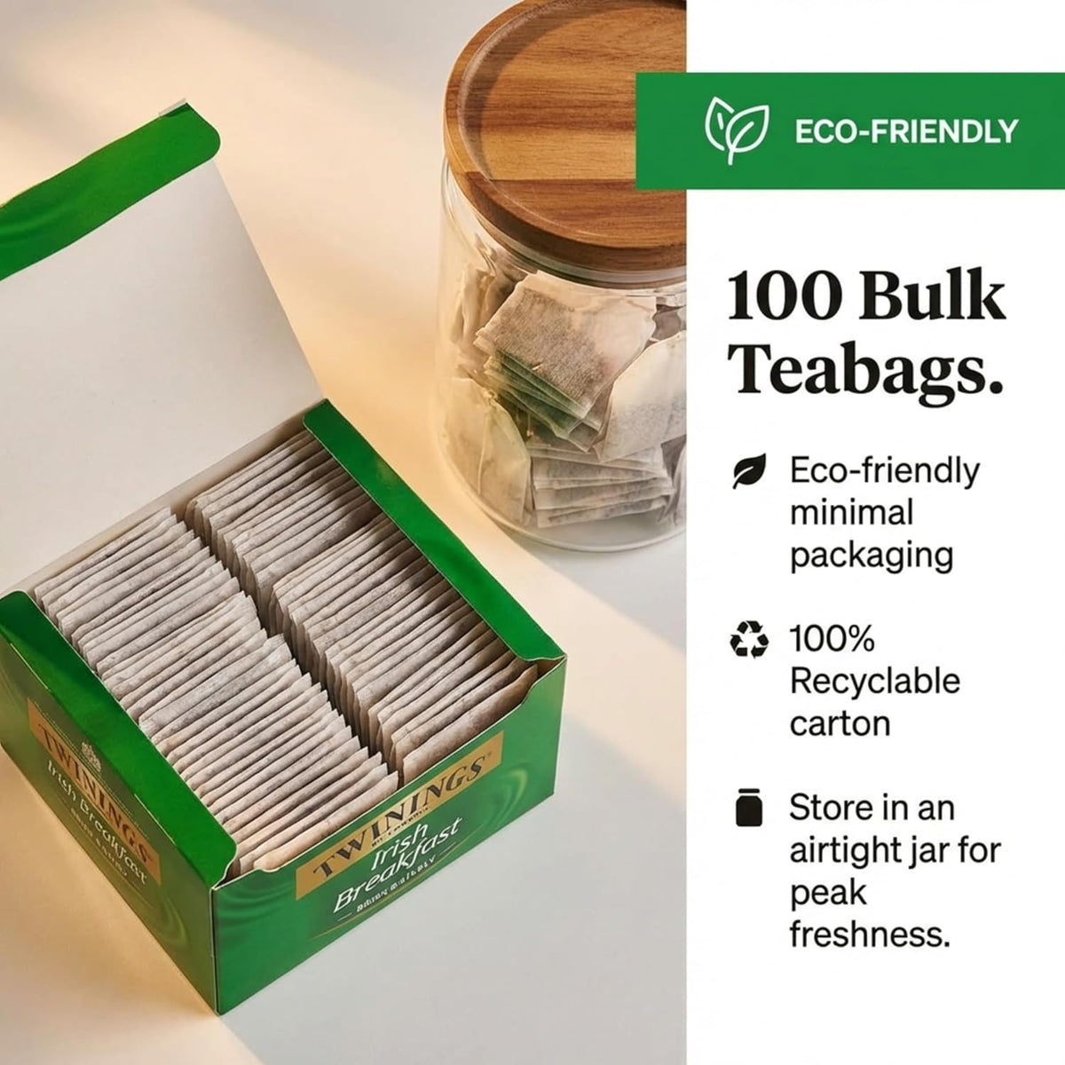 Twinings Irish Breakfast Teabags - Classic Flavor, 100 Count Pack for Energizing Mornings