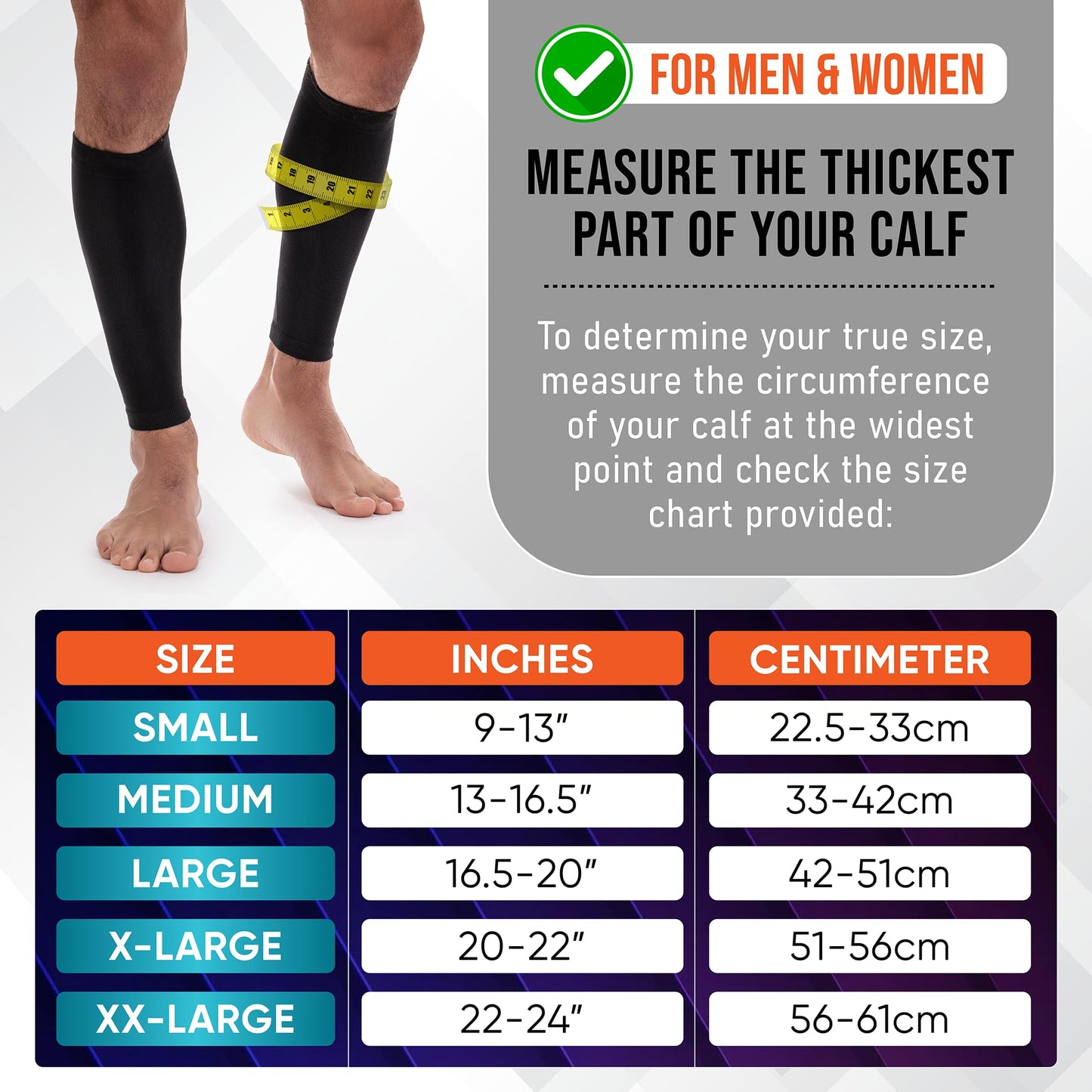 Calf Compression Sleeves for Men and Women - (1 Pair) Footless Compression Socks Support for Varicose Vein, Nursing, Pregnancy, Running - Leg Sleeve Brace for Shin Splints, Pain Relief and Swelling