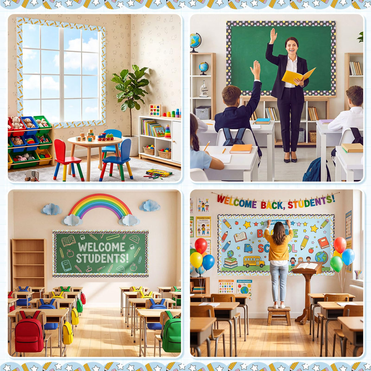 Trandraft 2 Rolls 65.6ft Composition Pencil Bulletin Board Decorations Back to School Classroom Decor Bulletin Board Borders Strips for School Themed Classroom Chalkboard Office Party Decoration