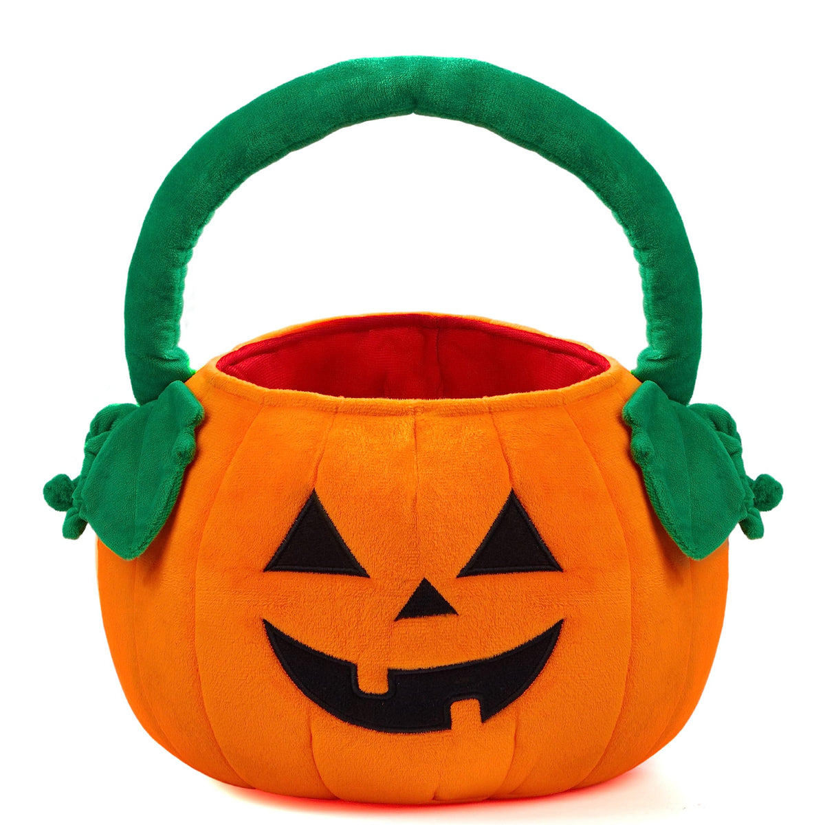 JOYIN Halloween Pumpkin Plush Tote Bucket, 11 X 13.4 inches Candy Trick or Treat Bag, Cute Halloween Basket with Handle for Kids Girl Boy Trick or Treating, Party Favor Supplies , Kids Gifts Goody Bag