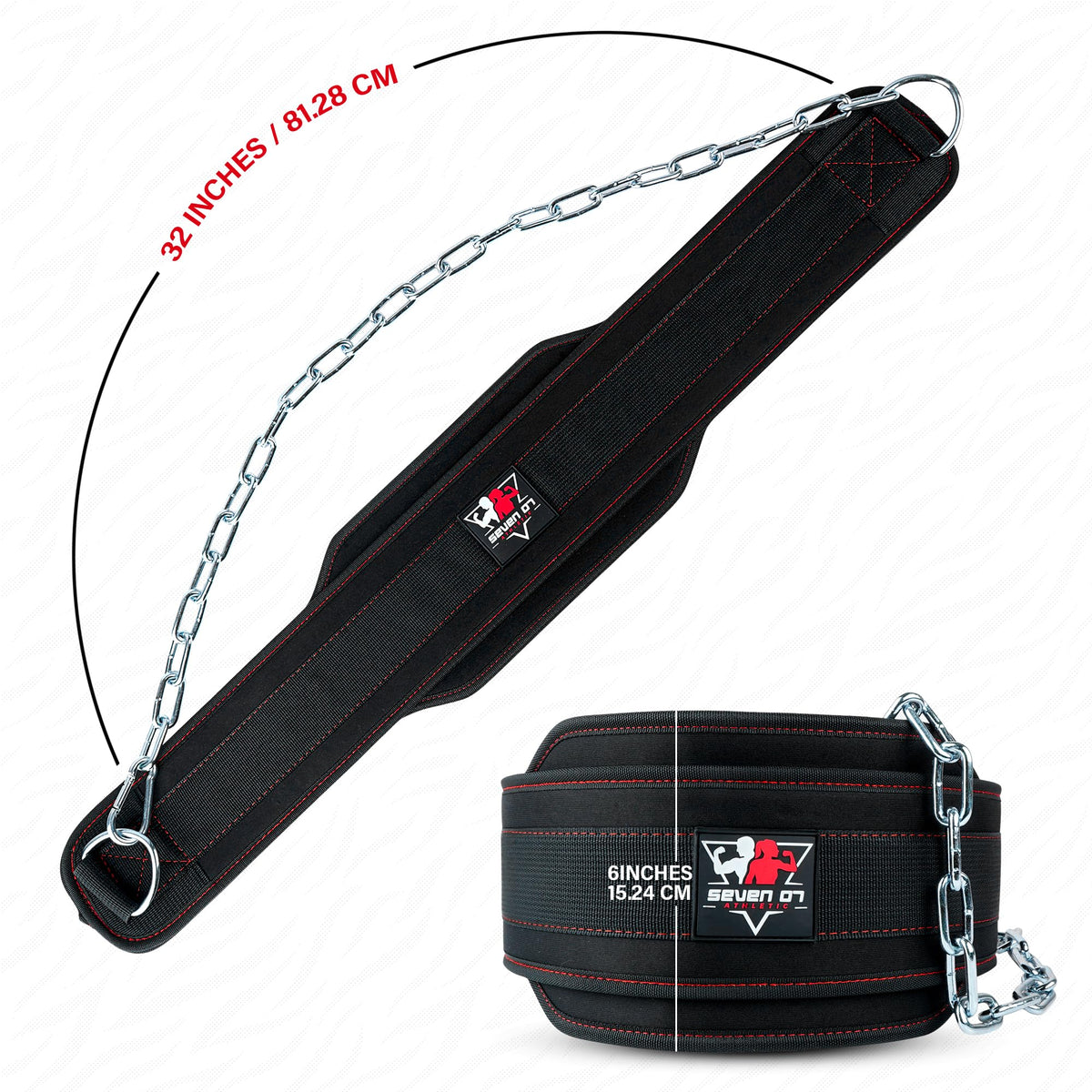 Dip Belt with 30" Stainless Steel Chain, 550-650 Lbs Weight Capacity, Neoprene Weight Lifting Belt, Perfect Weighted Belt for Pullups, Dips, Squats, Gym Workout & Crossfit Training