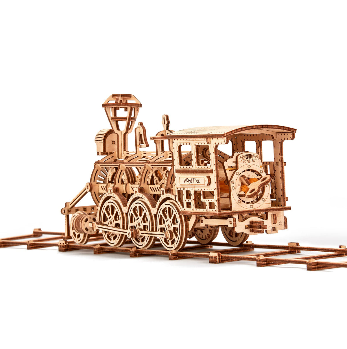 Wood Trick Wooden Toy Train Set with Railway - 34x7″ - Locomotive Train Toy Mechanical Model Kit - 3D Wooden Puzzles for Adults to Build - Engineering DIY Models for Adults to Build