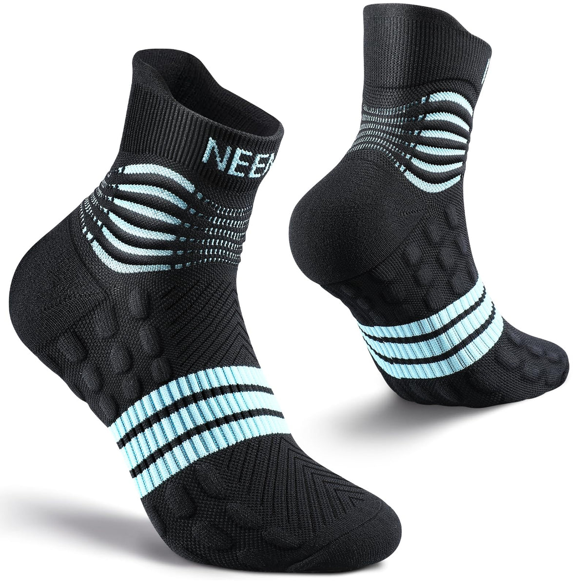 NEENCA Professional Compression Socks, Medical Ankle Socks with Patented Massage Dots for Pain Relief, Plantar Fasciitis, Women/Men Circulation, Swelling, Travel, Sports Protection. 1 Pair, 20-30 mmHg