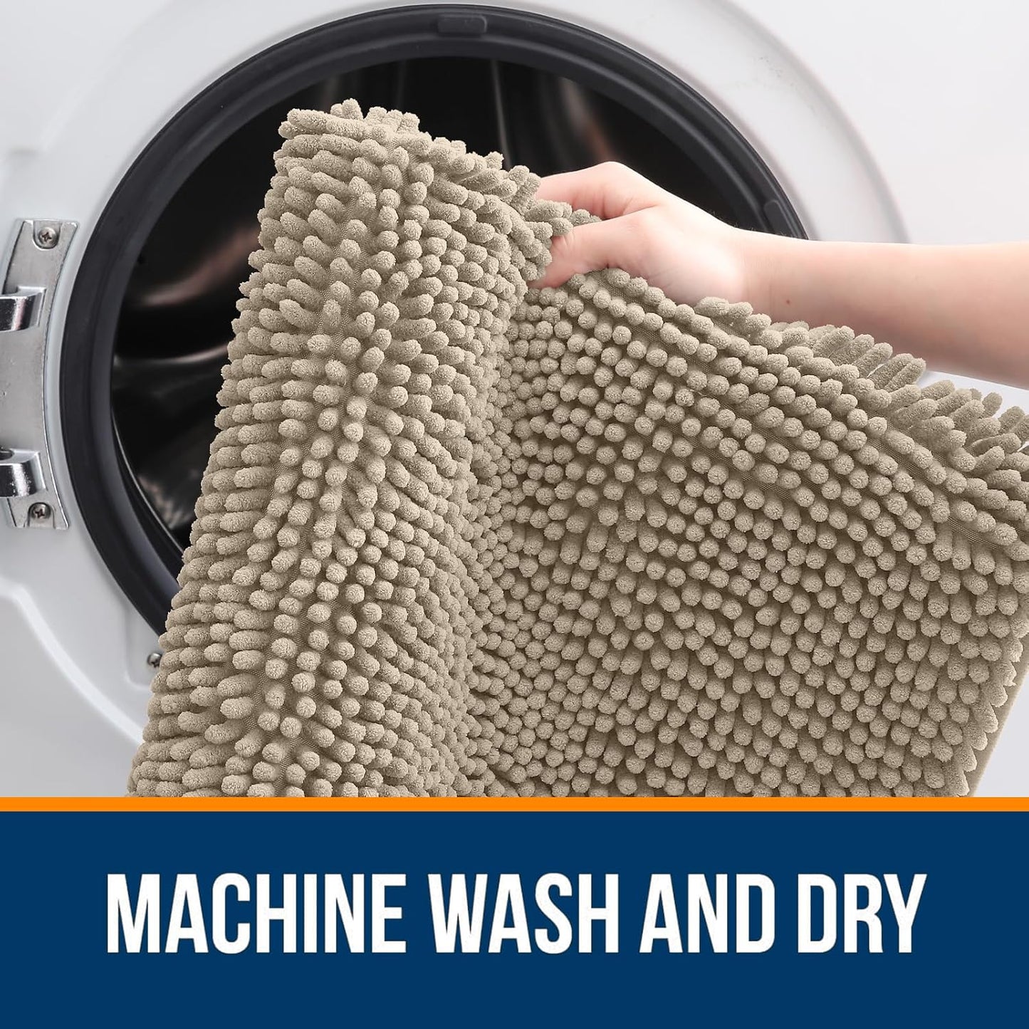 OLANLY Large Bath Rugs - Extra Soft Chenille, Quick Dry & Machine Washable | 70x46 Warm Taupe