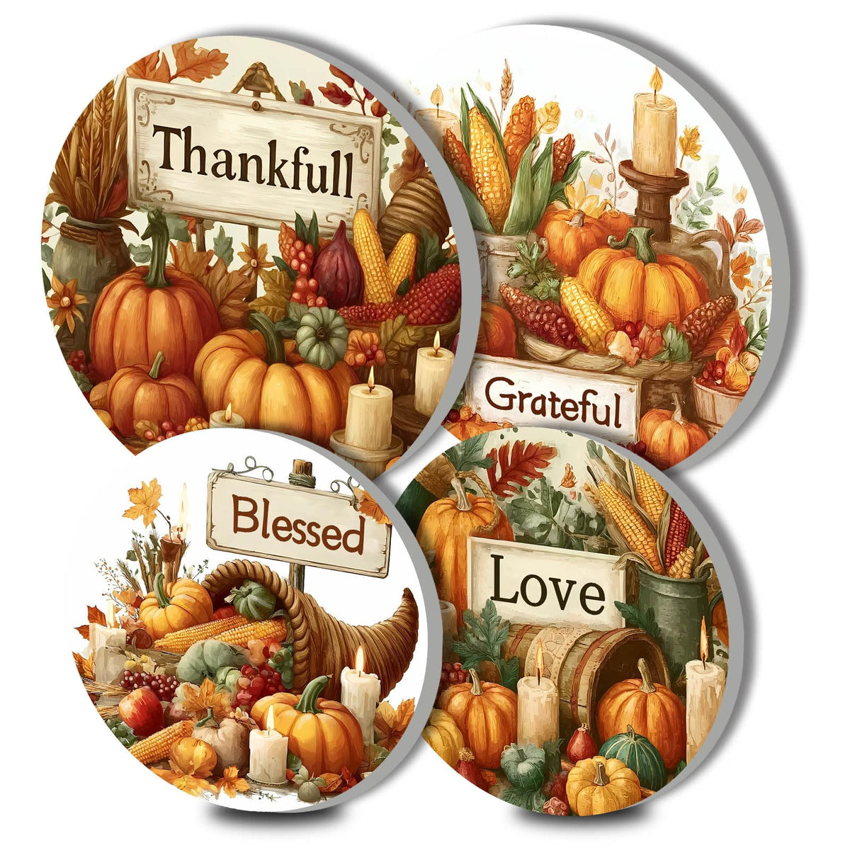 Fall Harvest Art Electric Stove Burner Covers,4 Pcs Autumn Pumkin Stove Burner Covers,Inspirational Quotes Stove Burner Cover,8 Inch and 10 Inch,Halloween,Thankgiving Metal Cooktop kitchen Decorative