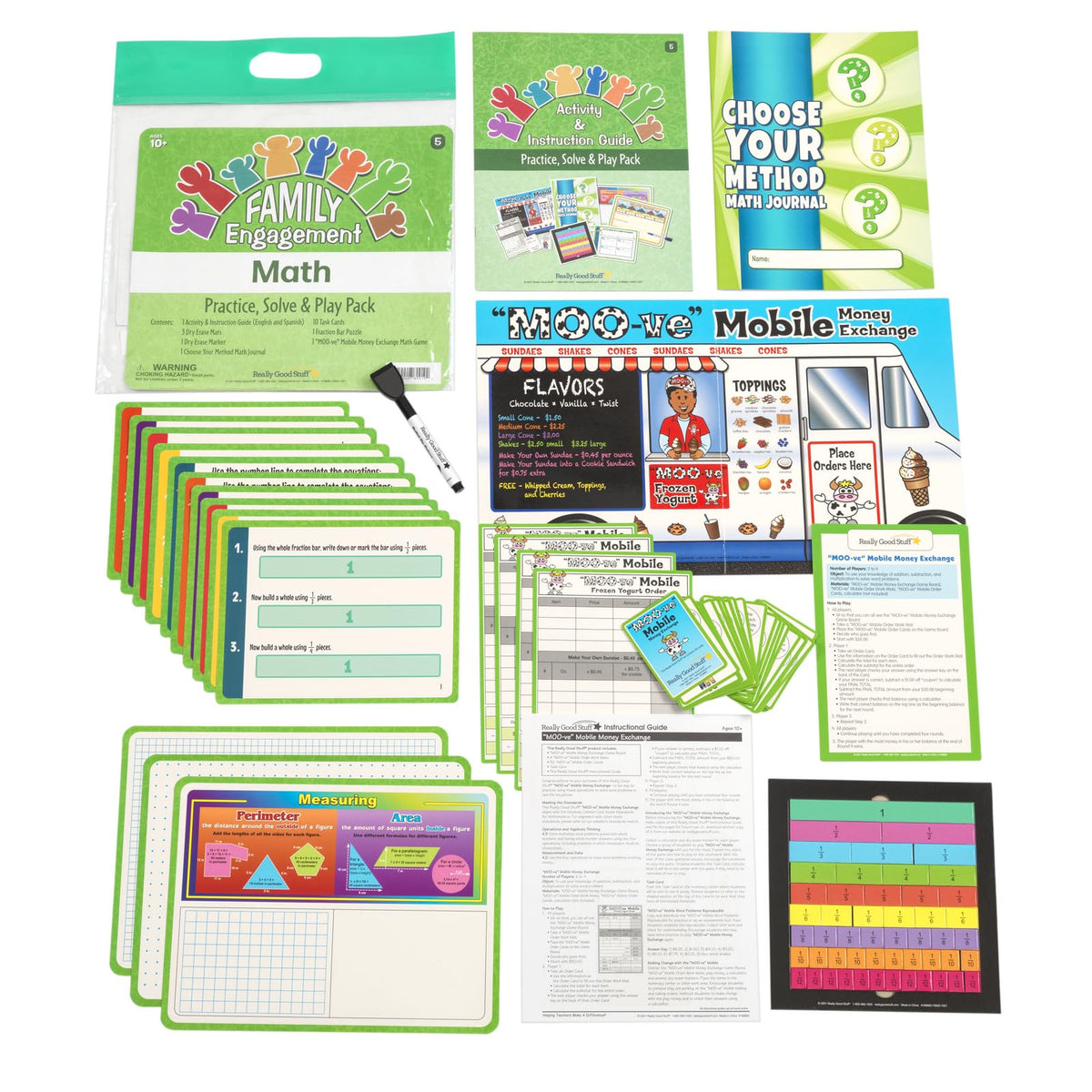 Really Good Stuff Fifth Grade Family Engagement Math Practice, Solve & Play Kit - Math Kit for Fifth Grade Students, Ages 9-11