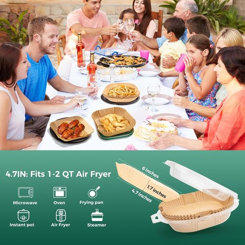 COSORI Small Air Fryer Liners - 100PCS Disposable Parchment Paper Sheets | 4.7 Inch Square for 2 QT Baskets