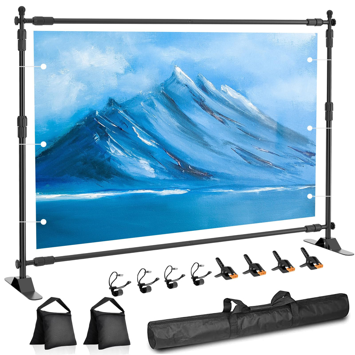 Qoolfoto Adjustable Photo Backdrop Banner Stand, 10 X 8ft Step and Repeat Stand with Telescopic Tube for Trade Show, Photography Back Drop Background Frame for Party, Wedding, Display, Photo Booth