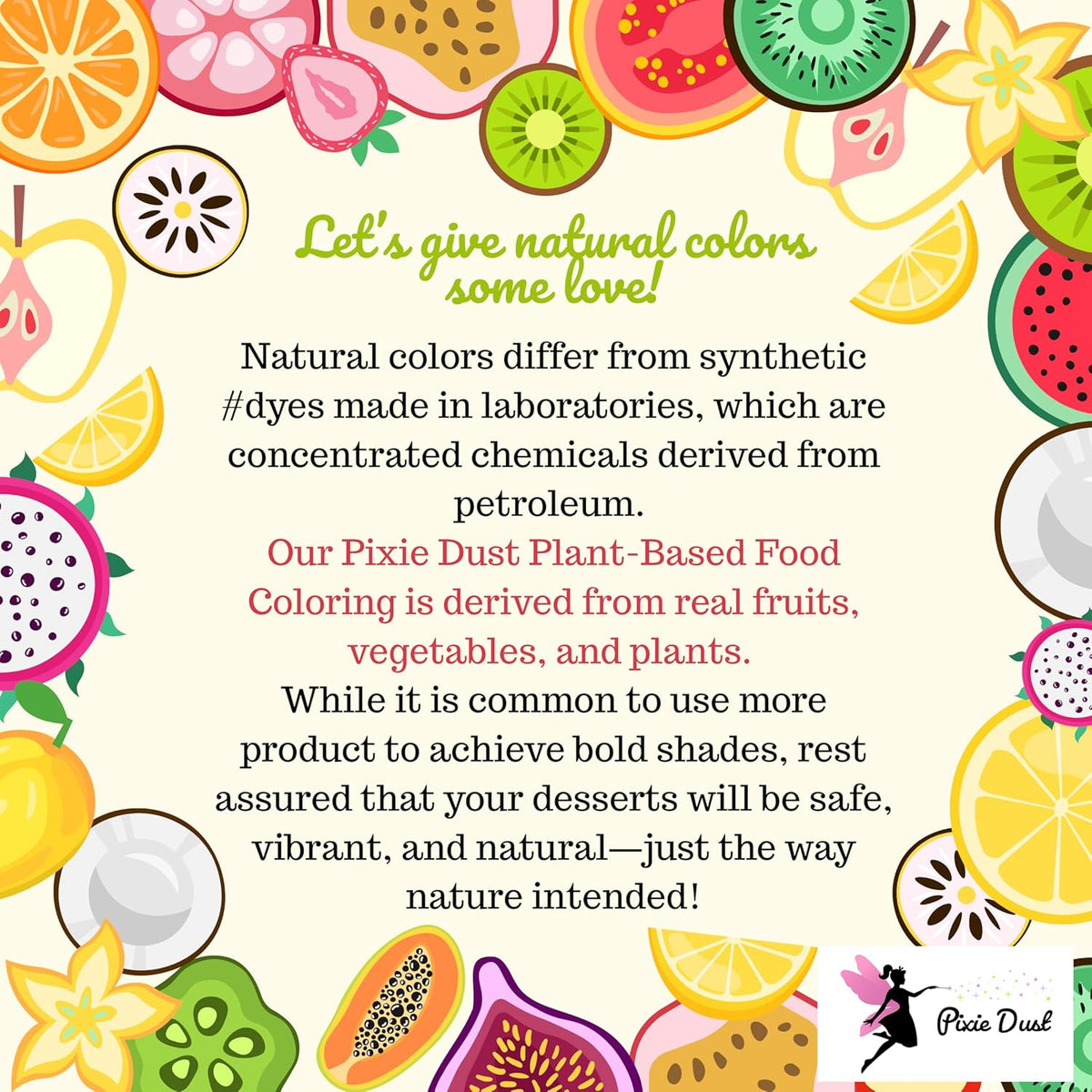 PIXIE DUST All-Natural Food Coloring Powder Set - Dye-Free, Plant-Based | 4 Colors for Baking & Drinks | 0.68 oz Total