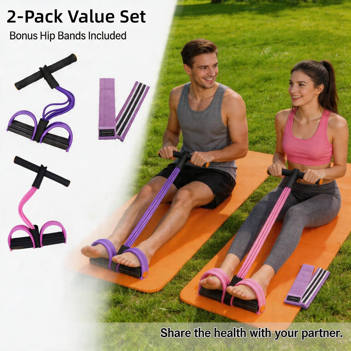 2 Packs Pedal Resistance Bands with Handles, 6 Tube Pedal Resistance Device, Multifunctional Pedal Resistance Band for Abdominal Workout, Portable Multi Function Tension Rope for Full Body Exercise
