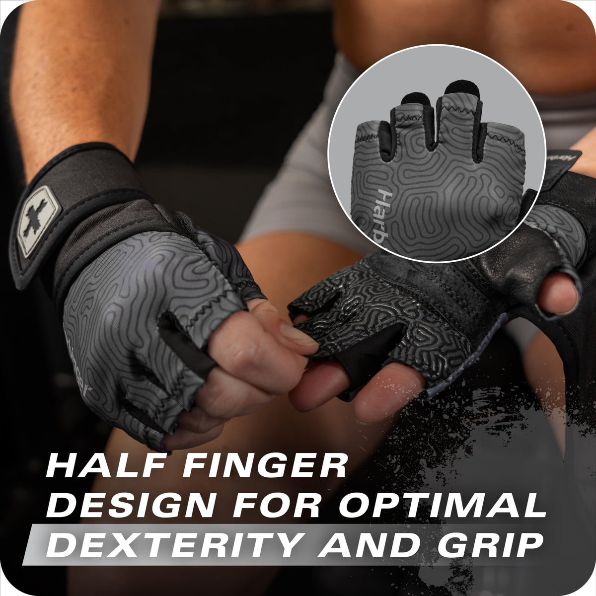 Harbinger Pro Wristwrap Gloves 3.0 - Enhanced Grip, Superior Wrist Support, Breathable 4-Way Stretch Lycra, Durable Leather Palm, Half-Finger Design for Weightlifting, Training - Small, Women's