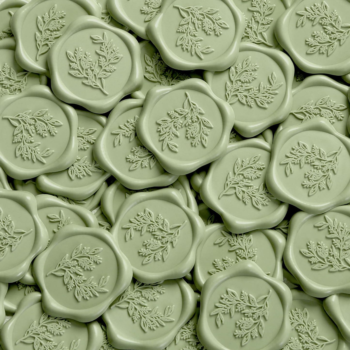 UNIQOOO Wax Seal Stickers - Eucalyptus Wedding Invitation Envelope Seal Stickers, 50 Pcs Self- Adhesive Sage Green Stickers, Perfect for Invitation, Christmas, Gift Wrapping