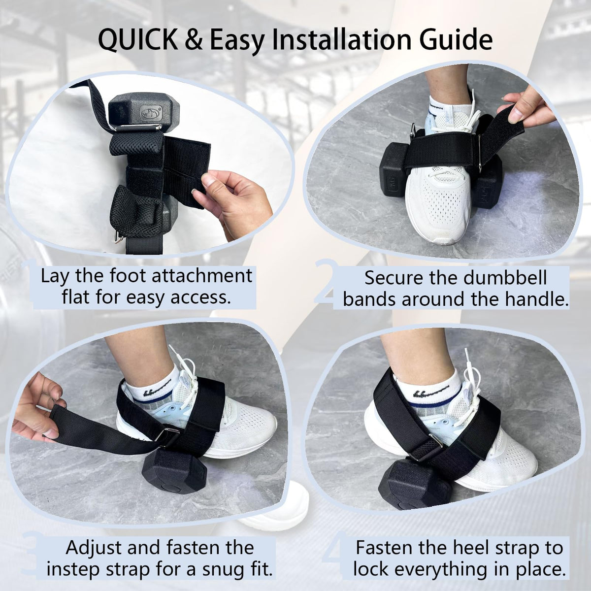 Dumbbell Foot Attachment, Ankle Strap for Dumbbell, Hamstring Curl, Foot Weights for Exercise, Leg extensions, Portable Leg Workout Fitness Accessory, Adjustable Leg Weights