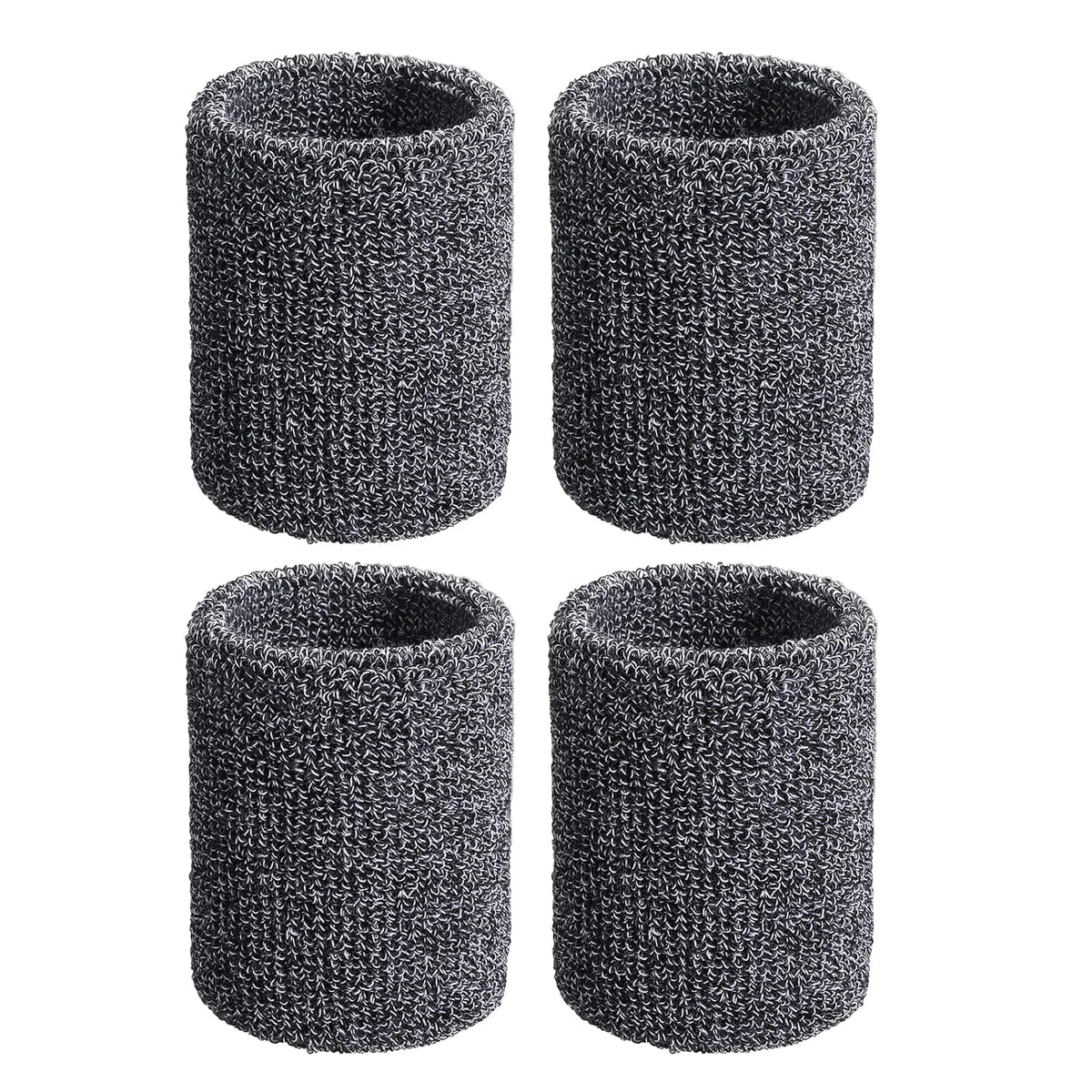 2 Pair Wrist Sweatbands Sports Wristbands for Men & Women, Stretchy & Sweat Absorbing Cotton Terry Cloth Wristband for Football Basketball, Running (Grey)