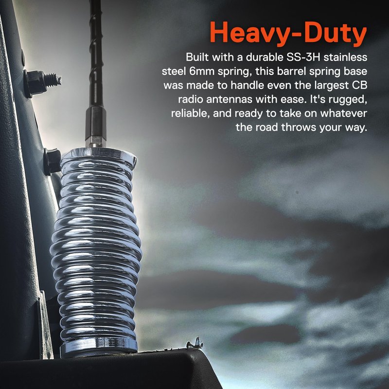 True MODS Black Heavy-Duty Stainless Steel CB Radio Antenna Spring Mount Base [3/8" 24 Thread] for Offroad UTV ATV SxS Side-by-Side 4 Wheeler Polaris RZR Razor Can-Am Maverick X3 Semi Truck Vehicle