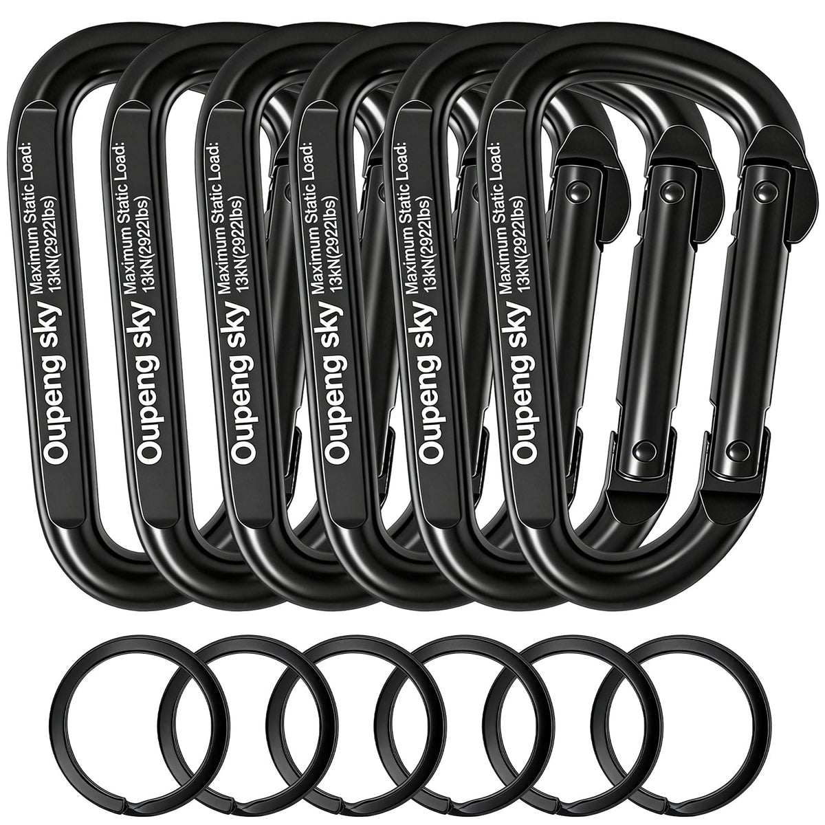 Carabiner Clip Heavy Duty - 3" Iron Carabiners 13KN (2922 lbs) Carabeaner D Shape Spring Hook Clips for Keychain Clip,Gym, Dog Leash，Hammocks，Camping, Hiking,Backpacking or Other Outdoor Activities.
