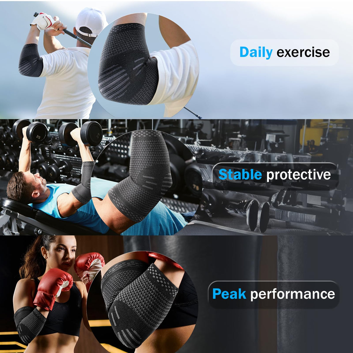 POWERLIX 2Pack Elbow Orthopedic Brace Compression Support (Pair) - Elbow Sleeve for Tennis, Golfer’s, Bursitis, and Sprains, Arthritis, Tendonitis. Pain Relief(Black, L)