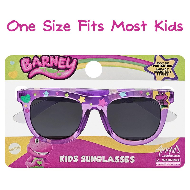 ARKAID Official Barney Sunglasses for Kids | Purple Dinosaur Shades for Fans | Safe UV 400 | One Size Fits Most Kids