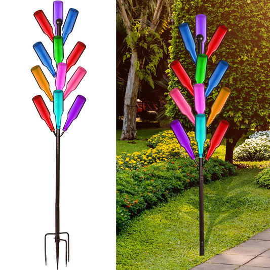Therwen Bottle Tree Holds 12 Glass Bottles 5.25 ft Garden Colorful Decorative Holder for Outdoor Yard Fall Harvest Halloween Yard Decor
