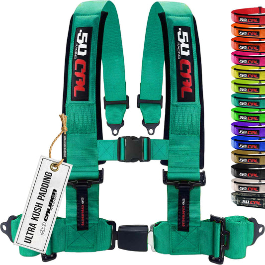 1pc 4 Point Harness for Bucket Seat Push Release 10 Color Harnesses Racing Harness 4 point Race Car UTV, RZR (Teal, 3in) [6062]