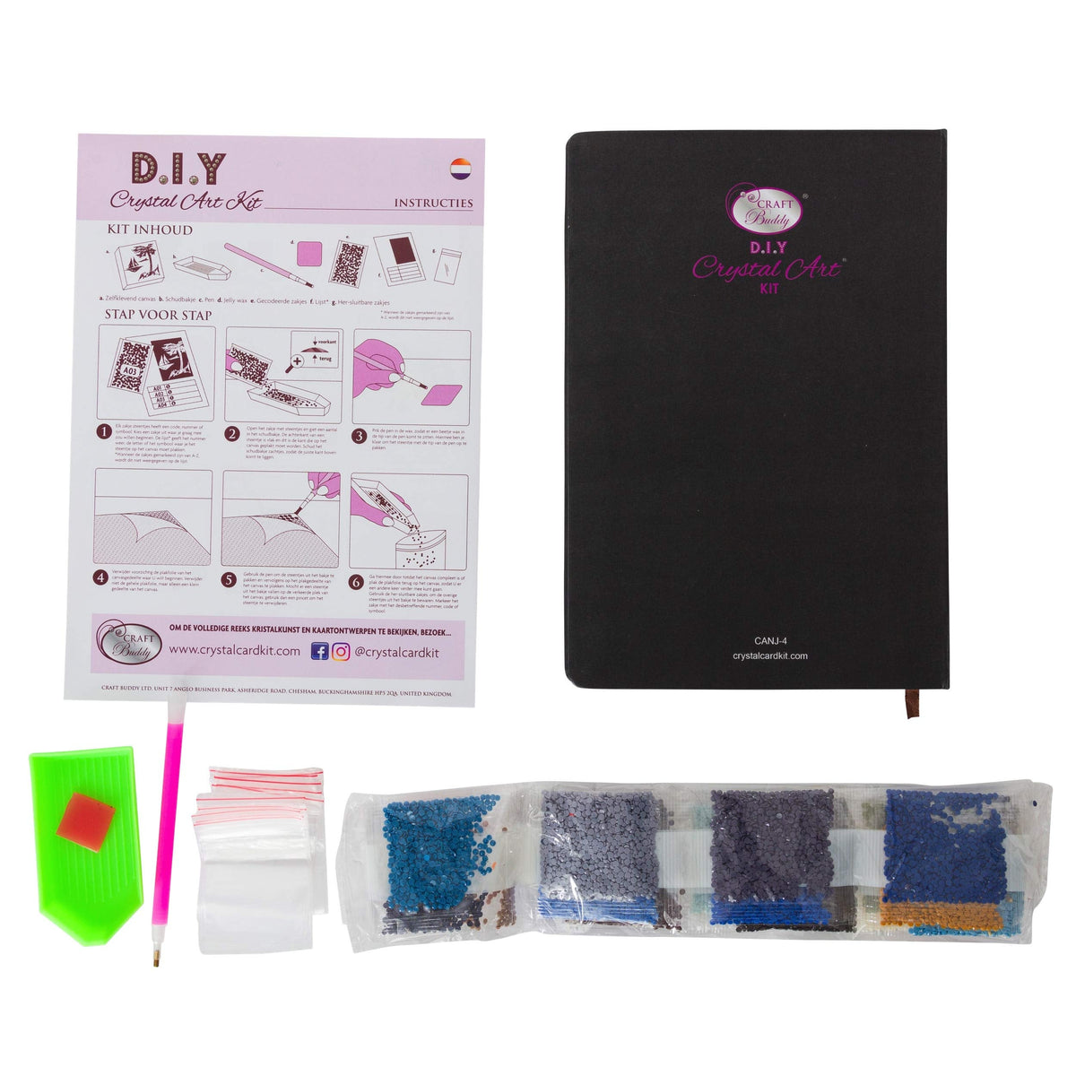 Crystal Art Diamond Painting Notebook - Lunar Wolf - Create a Sparkling Notebook Cover Using Crystals - for Ages 8 and up
