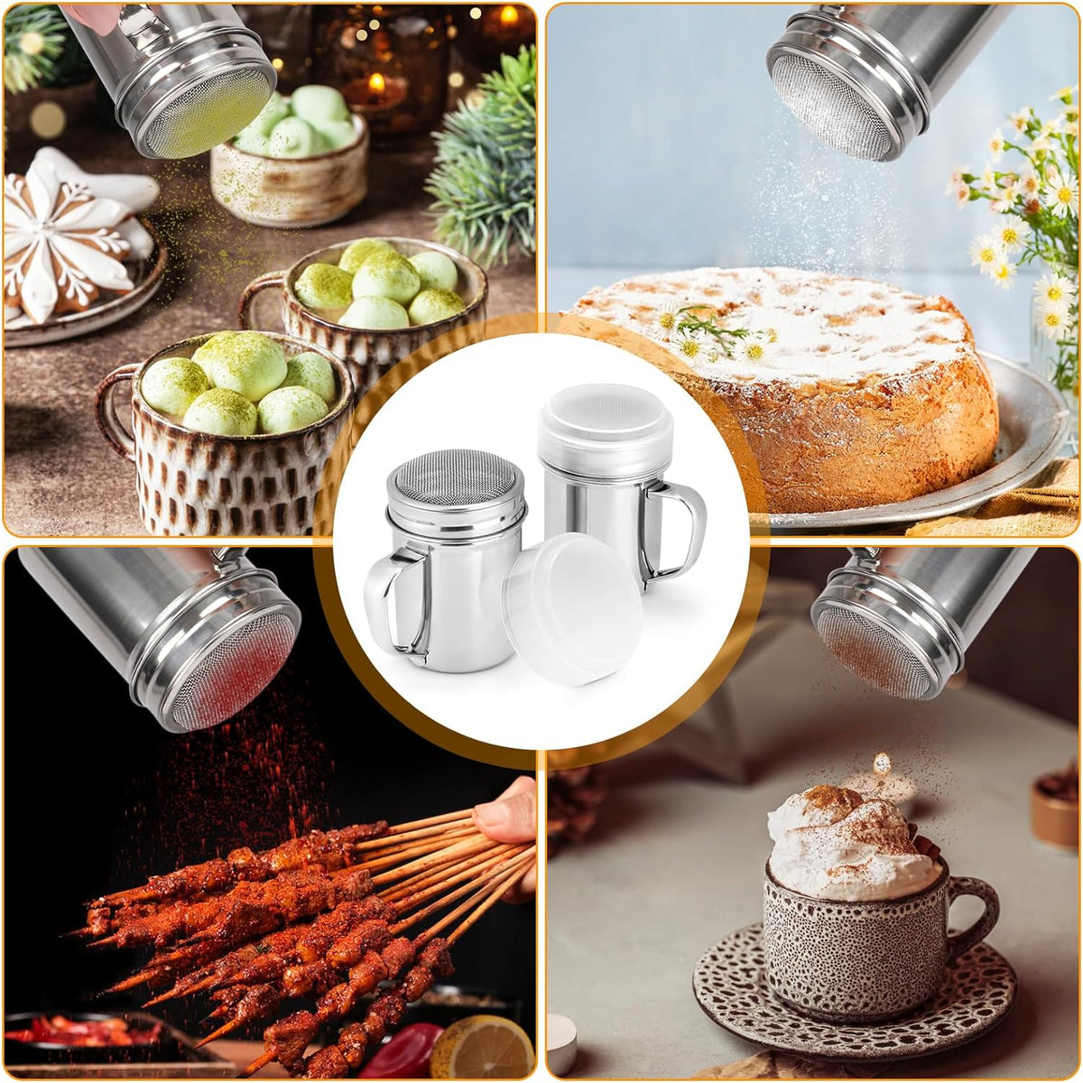 Accmor Powdered Sugar Shaker - Fine Mesh Stainless Steel Dredge for Sugar & Flour | 6 Ounce, 2 Pack