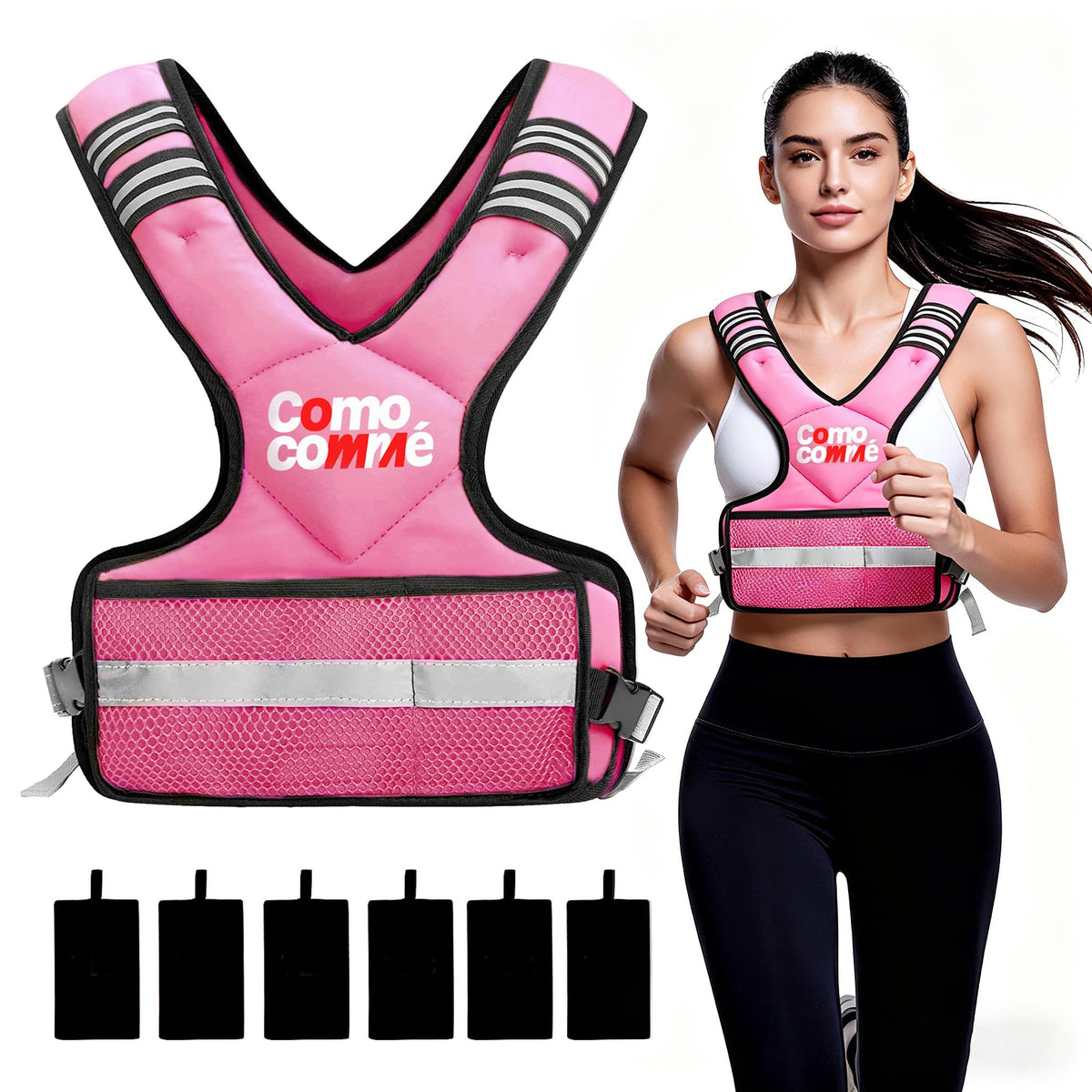 Adjustable Weighted Vest for Men Women, 4-10lb/12-18lb/20-32lb Vest with 6 Ironsand Weights and Large Pocket, Adjustable Body Weight Vest Exercise Set for Running, Walking