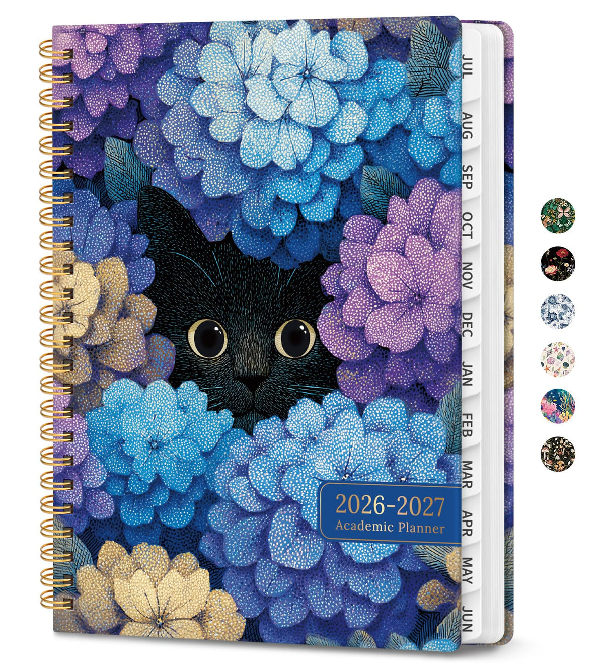 Academic Planner 2026-2027, Monthly and Weekly Calendar Planner, July 2026 - June 2027, Pretty Hardcover Teacher Student Planning Agenda Book with Tabs, Fit for School Office Supplies, 6.3" x 8.5", Hydrangea Hideaway