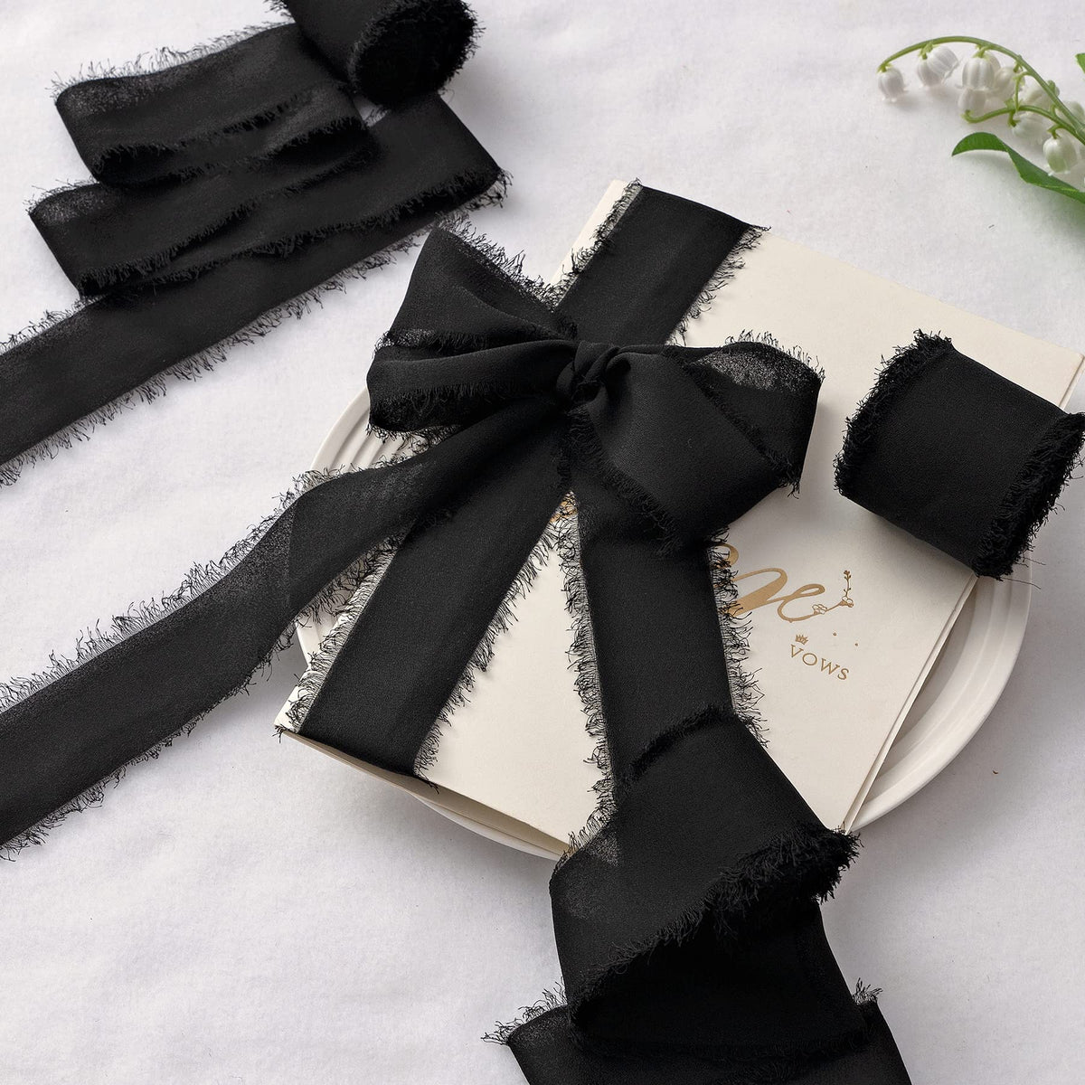 JEDIA Halloween Ribbon, 6 Rolls Halloween Ribbon Gift Ribbons, 1.5" x 7Yd Black Chiffon Ribbons Set for Gift Wrapping, Wedding Invitations, Bouquet Wrap, Bridal Bouquets, DIY Crafts