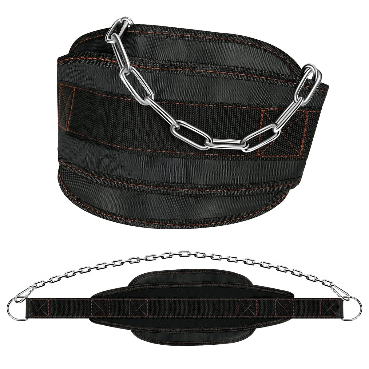 Dip Belt for Weight lifting, Weight Belt with 34'' Extra Long Adjustable Steel Chain, Pull Up Belt for Powerlifting, Strength Training and Bodybuilding, Comfortable Waist Back Support for Men & Women