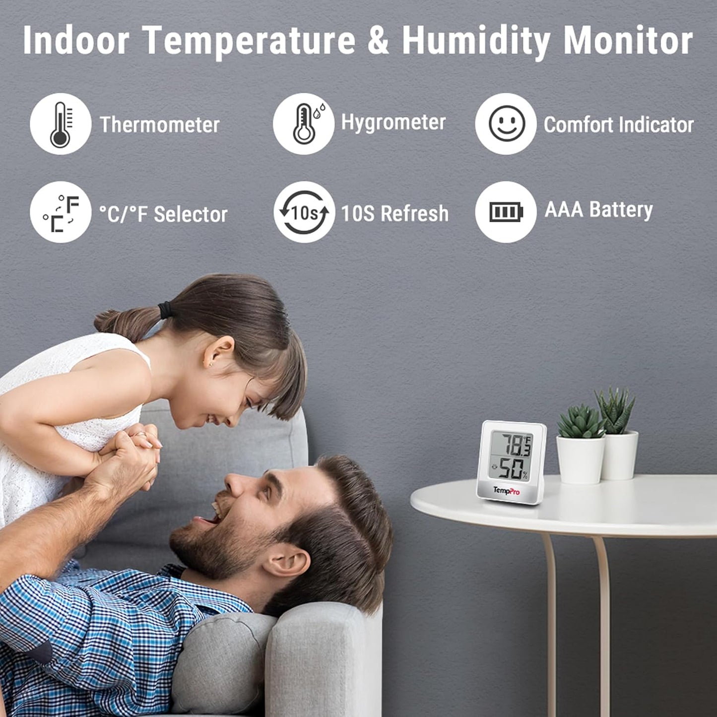 TempPro Digital Hygrometer | 3-Piece Indoor Thermometer & Humidity Meter - Accurate Weather Monitoring