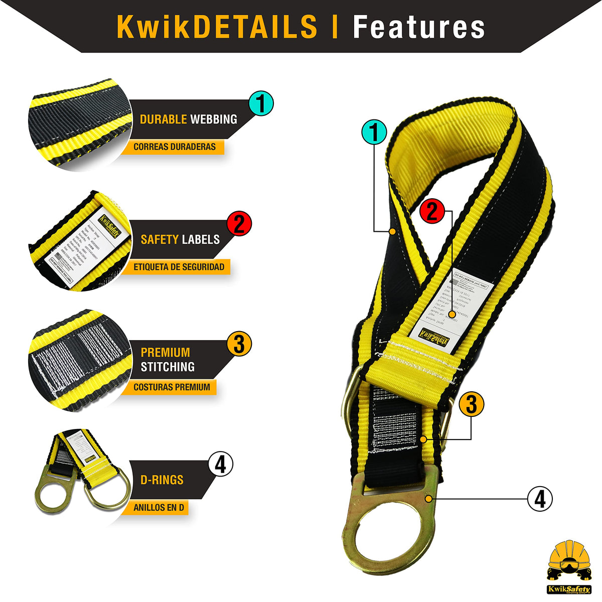 KwikSafety - Charlotte, NC - Gibbon Grip 6 ft Safety Anchor Cross Arm Strap Beam Choker ANSI Fall Arrest System Web Pass Thru Double D Ring Anchorage Sling OSHA Protection Harness Lanyard