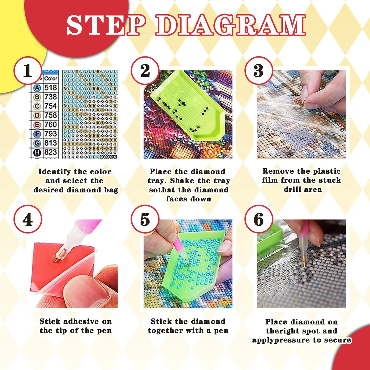 Leatrice 6 Pack Diamond Painting Kits for Adults 5D Diamond Art Kits Gem Dots Paintings Full Drill Beginners Women DIY for Home Kitchen Wall Decor 11.8x15.7 Inches Fruit Breakfast