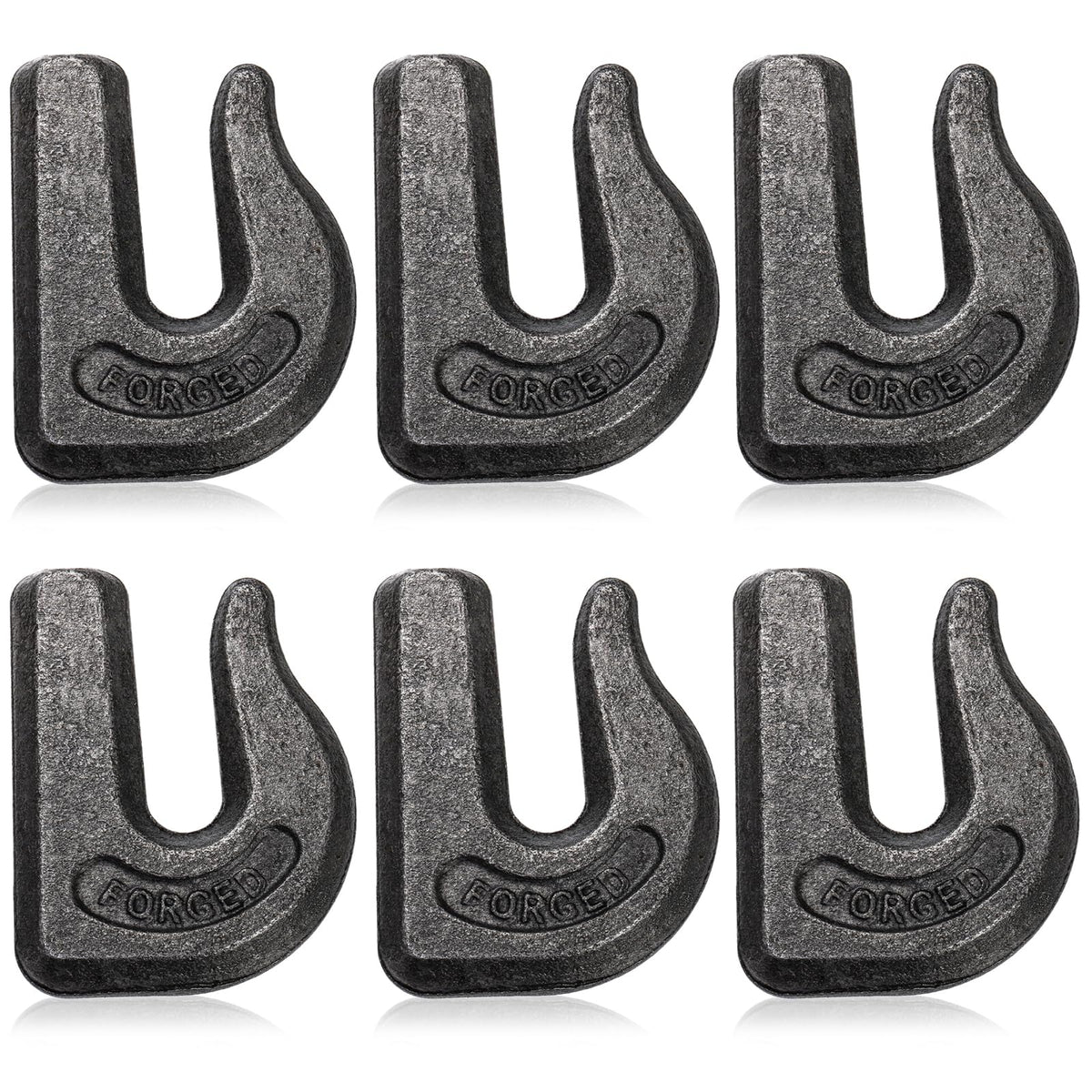 SOUJOY 6 Pack Weld on Grab Hook, 3/8" Tractor Bucket Hooks, G70 Forged Clevis Weldable Tow Chain Hook for Chain Pulling and Lifting, Trailer Truck, Rigging, Car