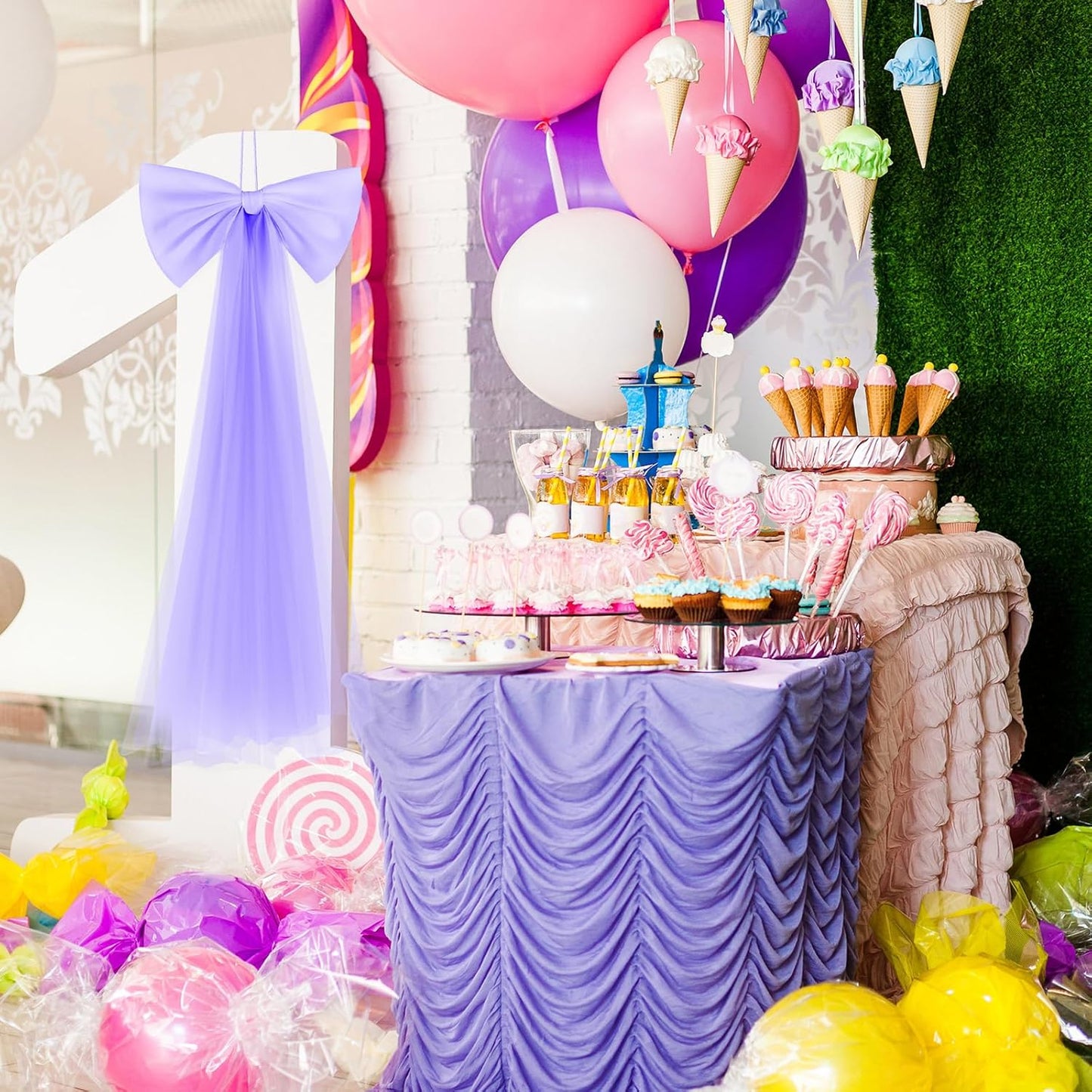Zeyune Giant Purple Bow Party Decoration - 13.4 x 28.7 Inch Wall Decor for Birthdays, Weddings & Showers