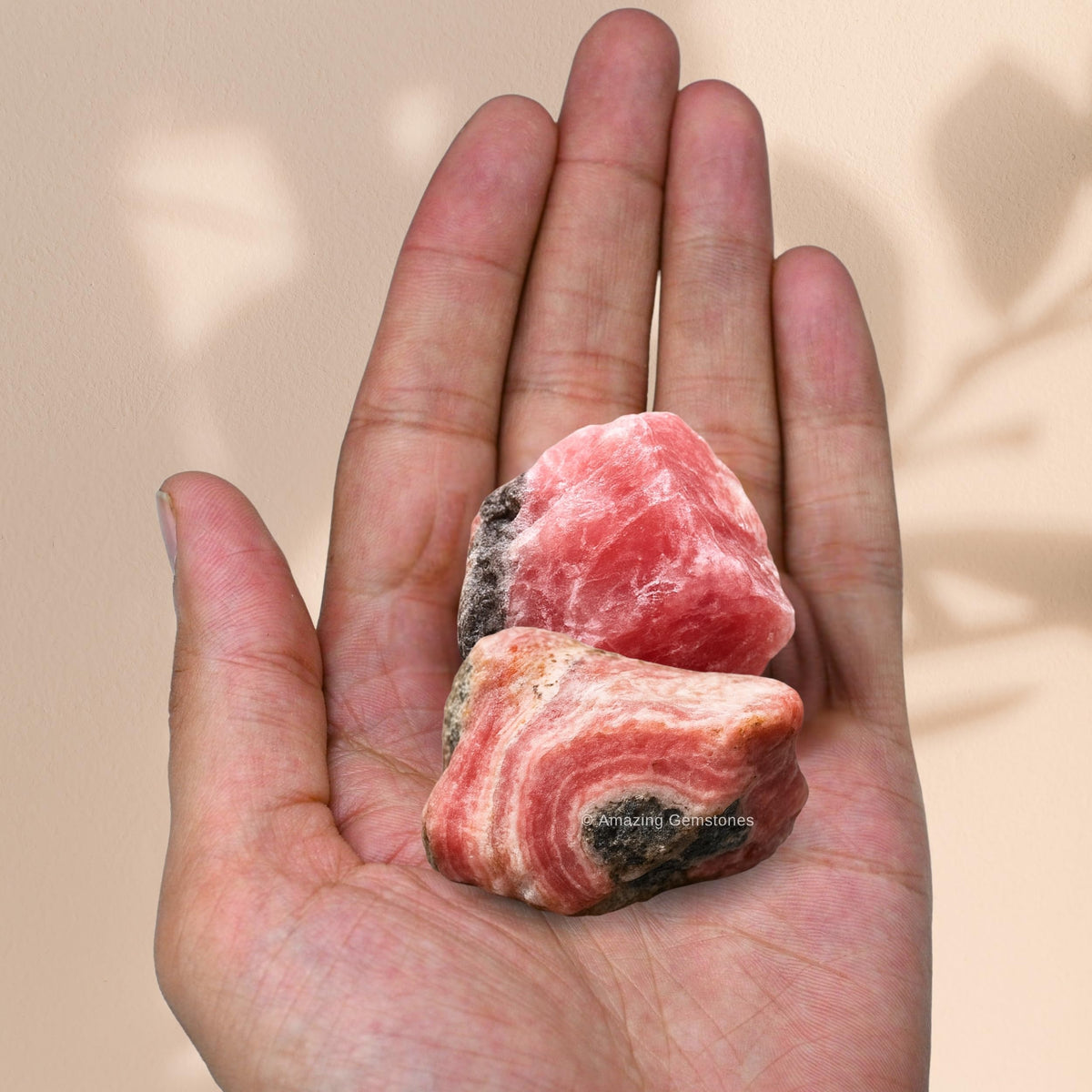Amazing Gemstone Rhodochrosite Raw Crystals and Healing Stones, Natural Rocks for Tumbling - DIY Raw Stones and Crystals (2 Pieces)