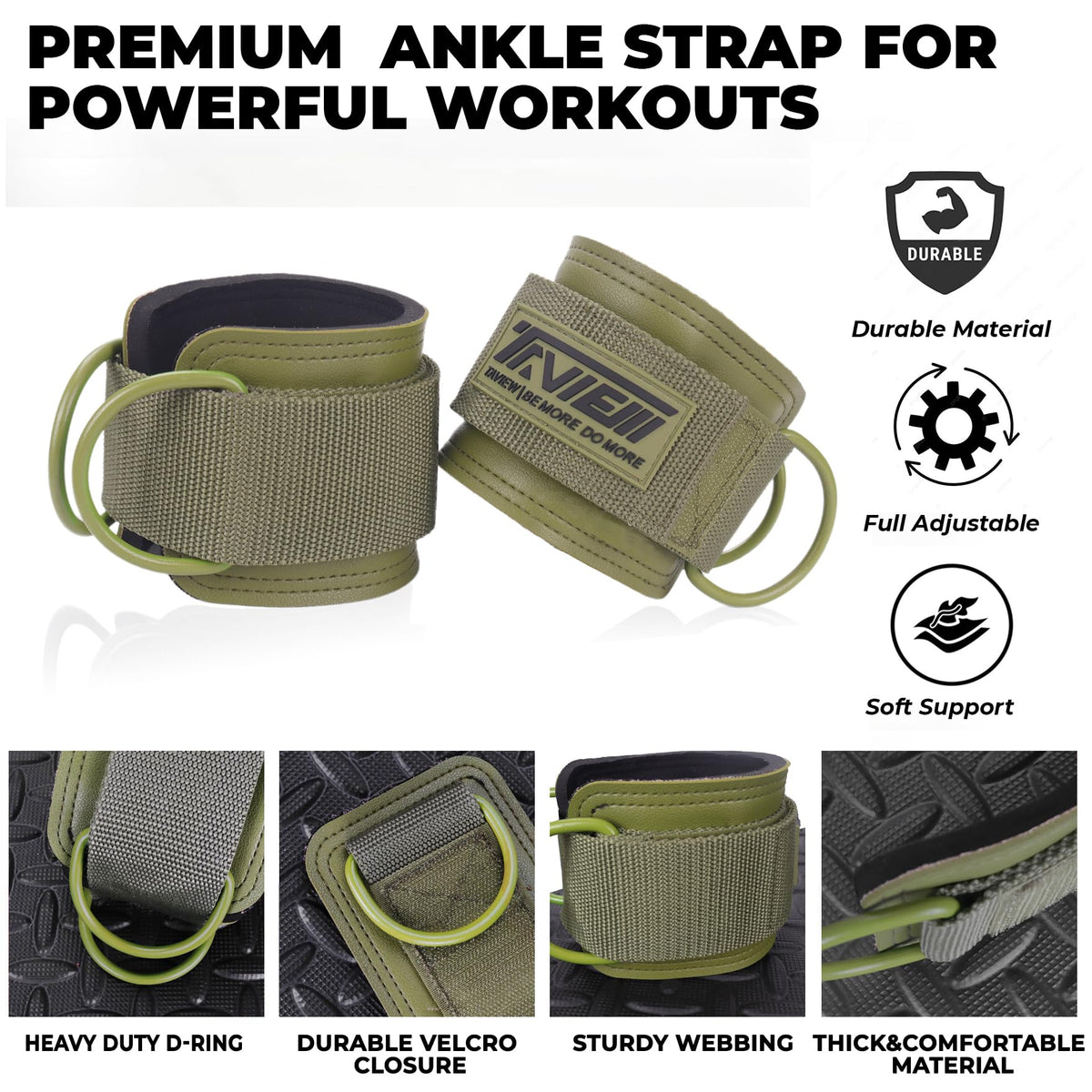 TAVIEW Ankle Straps Cable Machine Attachment for Gym - Cable Kickback Ankle Straps - Padded Ankle Cuffs for Glute Kickbacks and Leg Workouts