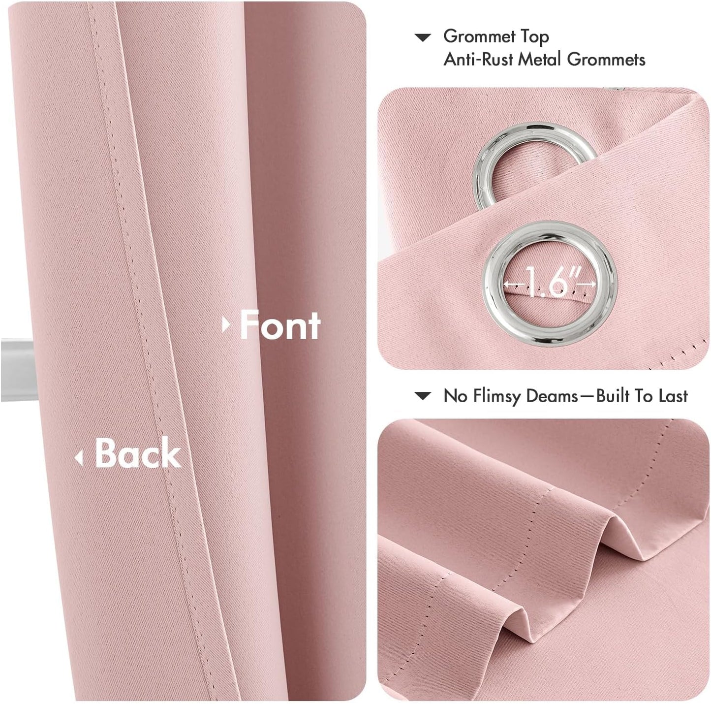 MIULEE Baby Pink Blackout Curtains - Thermal Insulated Room Darkening Drapes | 84 Inches Long, 2 Panels