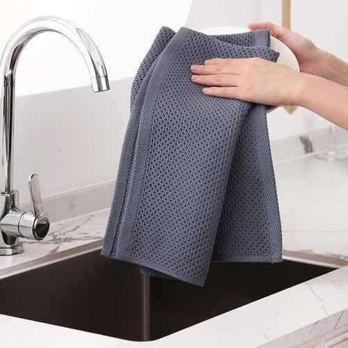 Homaxy 100% Cotton Kitchen Dish Towels - Ultra Soft, Absorbent & Quick Drying | 20x28 Inches, Dark Grey, 12-Pack