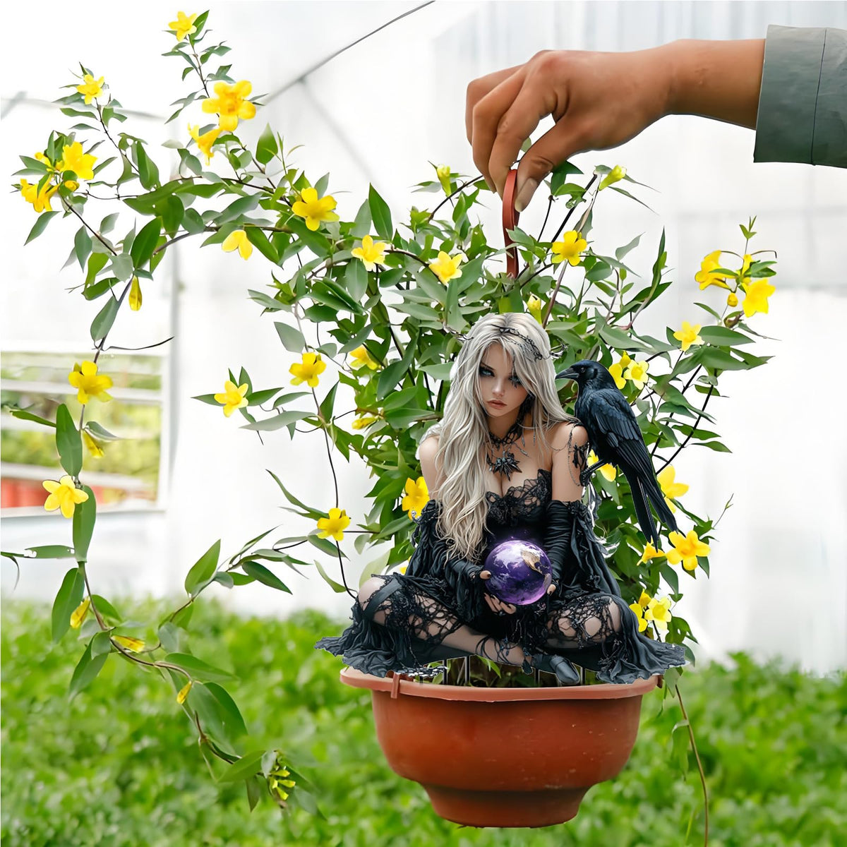 WGKOMEGE Garden Stake Decor, Halloween Dark Style Acrylic 2D Garden Fairy Decoration, Fairy Garden Accessories for Outdoor Indoor Yard Lawn Pot Plants (Black)