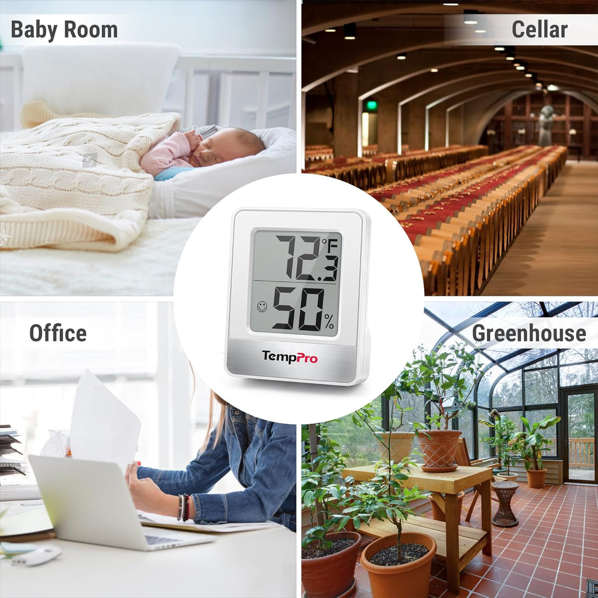 TempPro Digital Hygrometer | 3-Piece Indoor Thermometer & Humidity Meter - Accurate Weather Monitoring