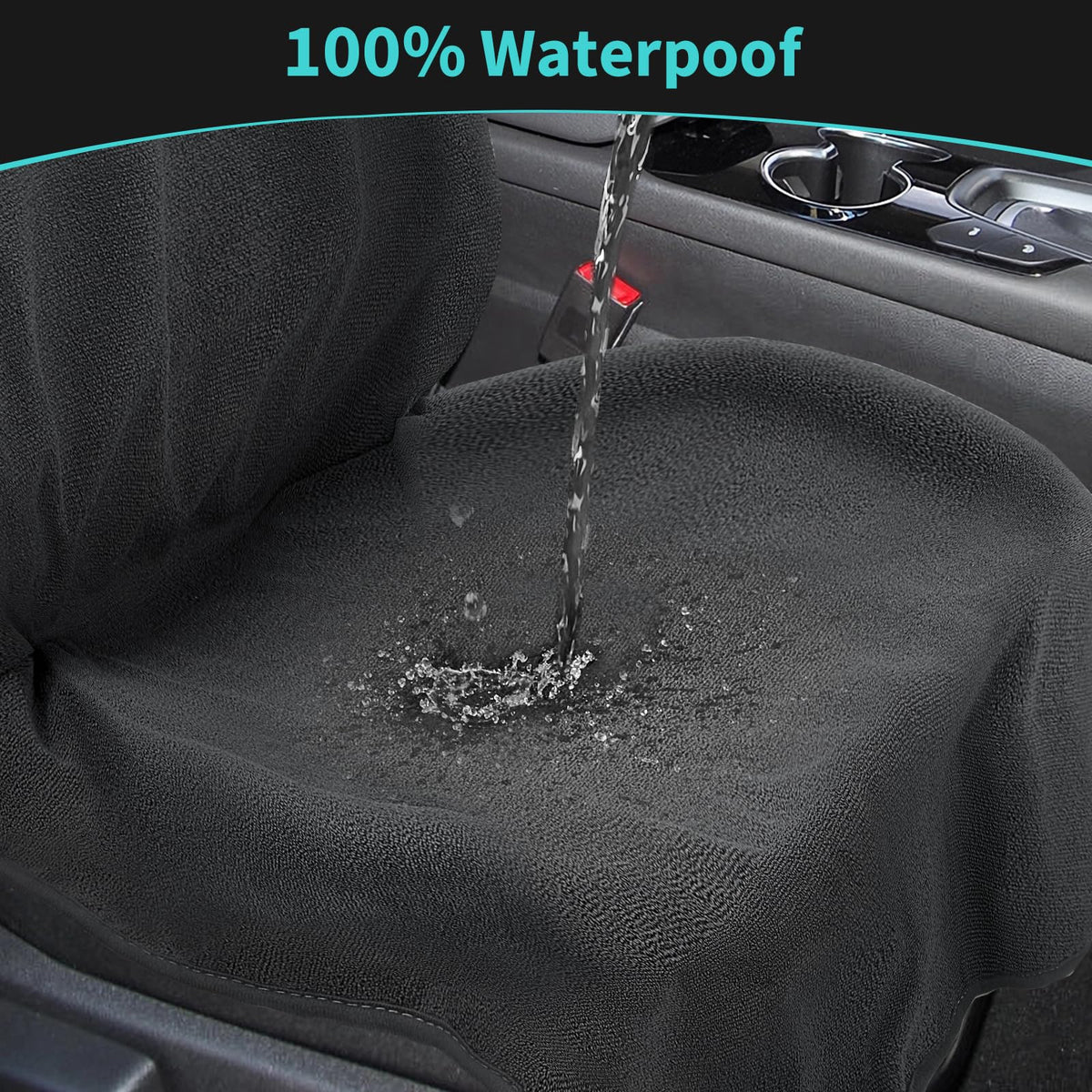 Movetility Waterproof 2 Pack Car Seat Towel Cover After Gym, Sweatproof Universal Fit Towel Seat Covers Washable Non-Slip Front Towel Bucket Seat Protector for Cars SUVs Vans Trucks(Black,2-Pcs)