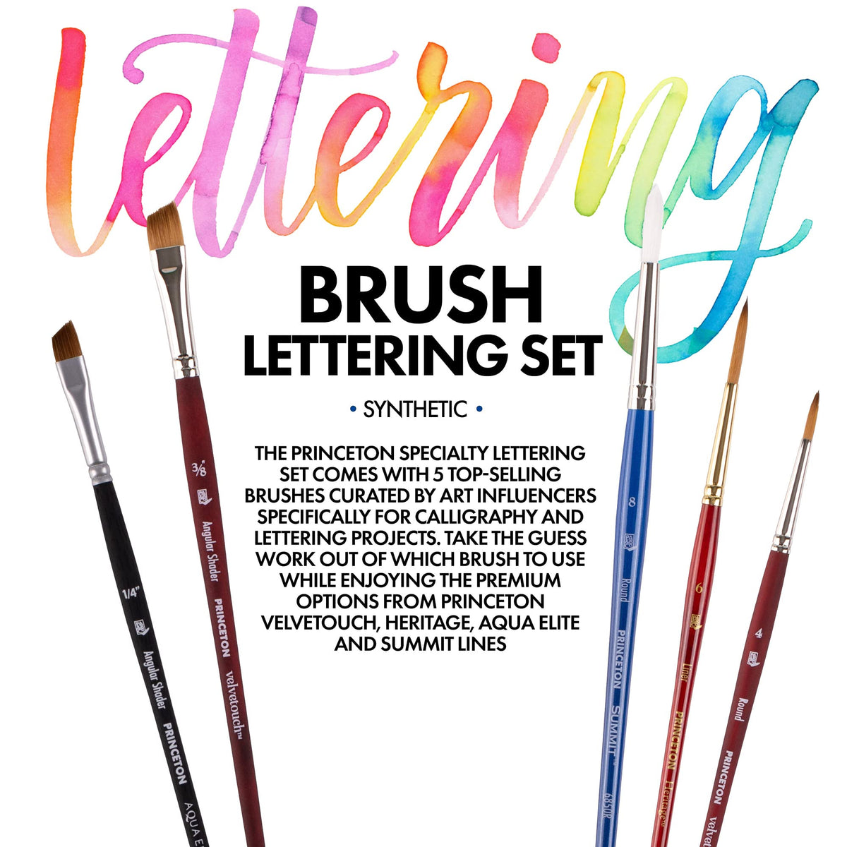 Princeton Lettering Brush Set, 5 Piece, 1 Count