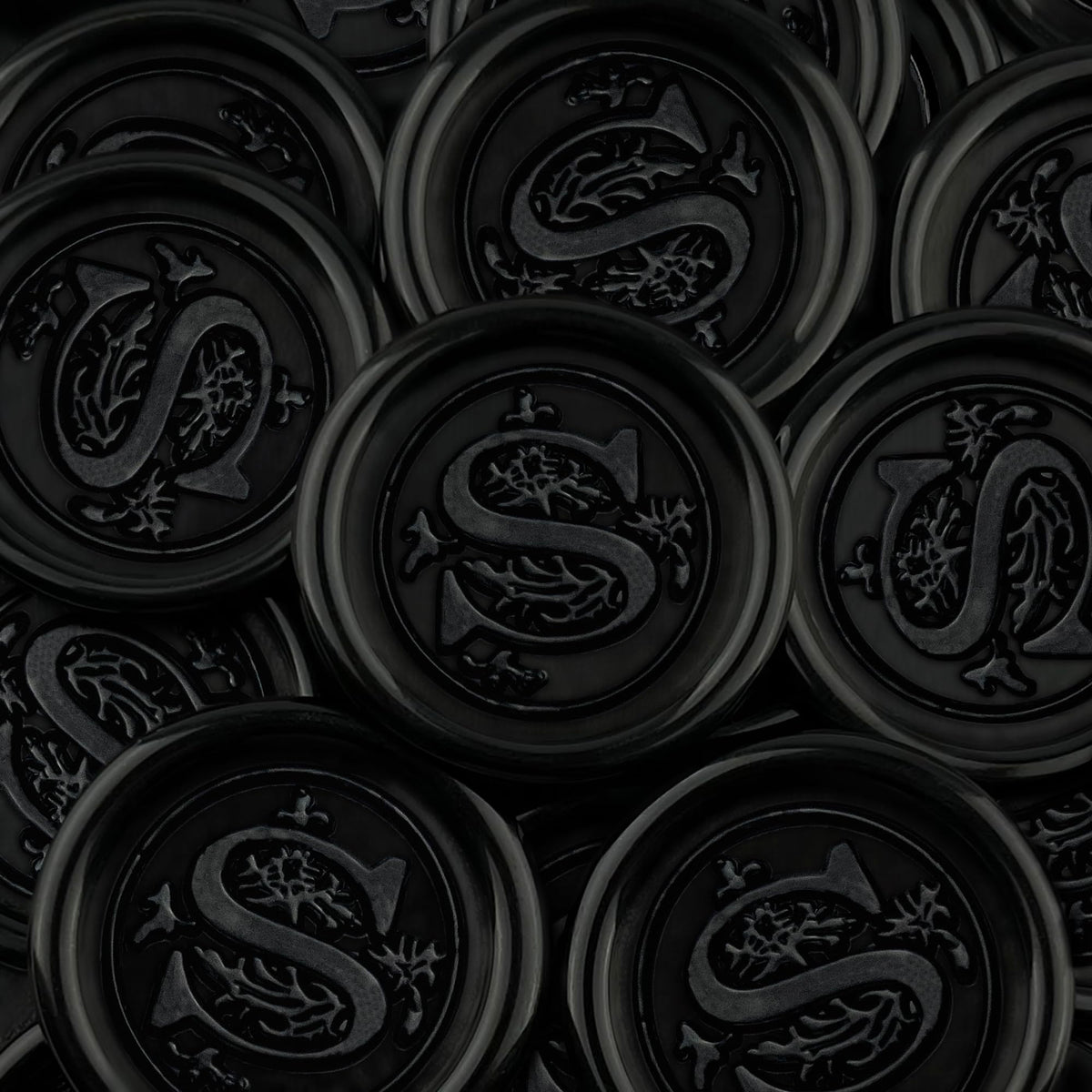 100Pcs Black Wax Seal Stickers Handmade Envelope Seals Self Adhesive Letter Wax Stickers for Wedding Party Invitations, Envelope, Gift Wrap, Christmas(Initial S, Black)