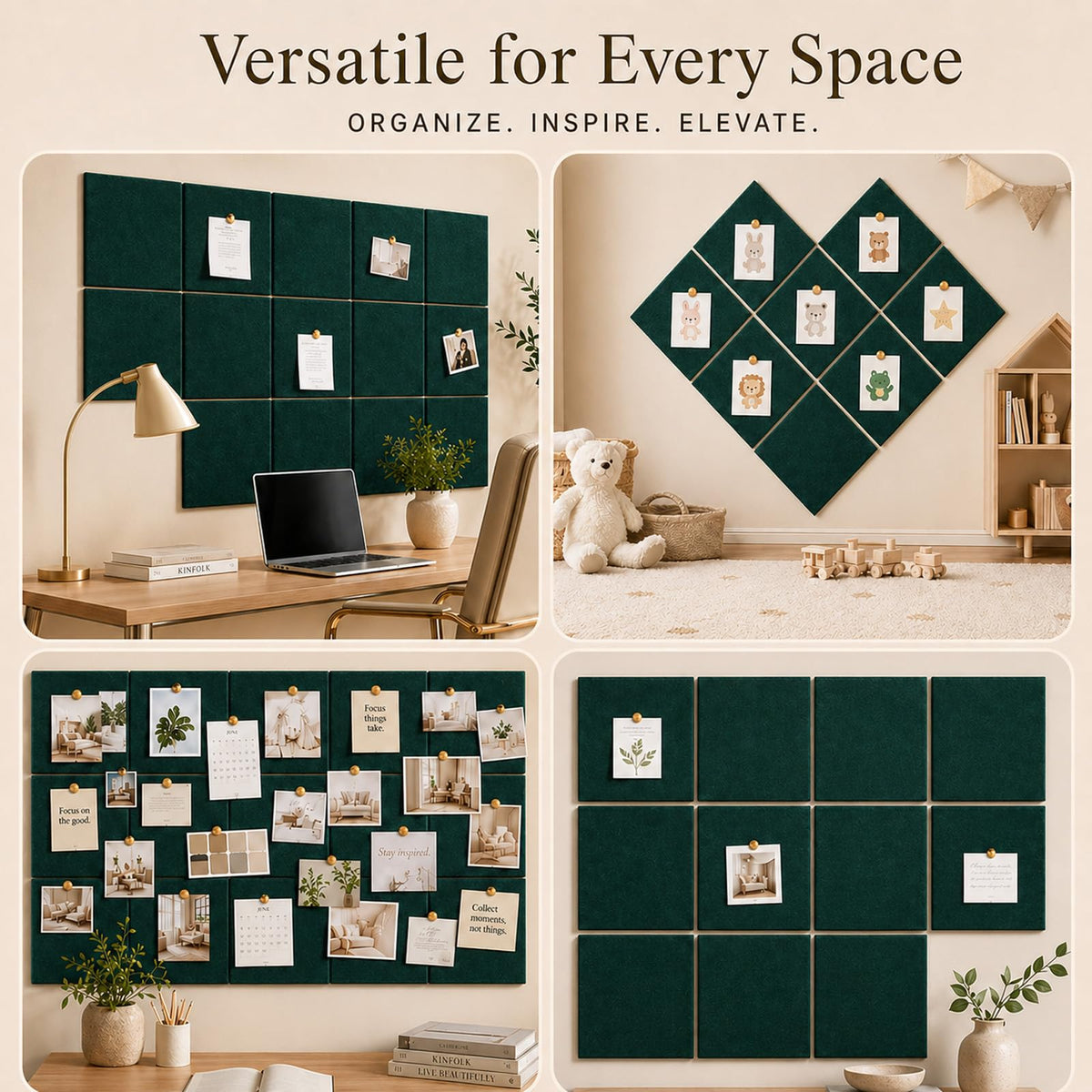 Baysola Felt Bulletin Board Panels 48 x 36 Inch Self Adhesive Wall Tiles Cork Board Alternative for Office Classroom Photos Notes 12 Pack