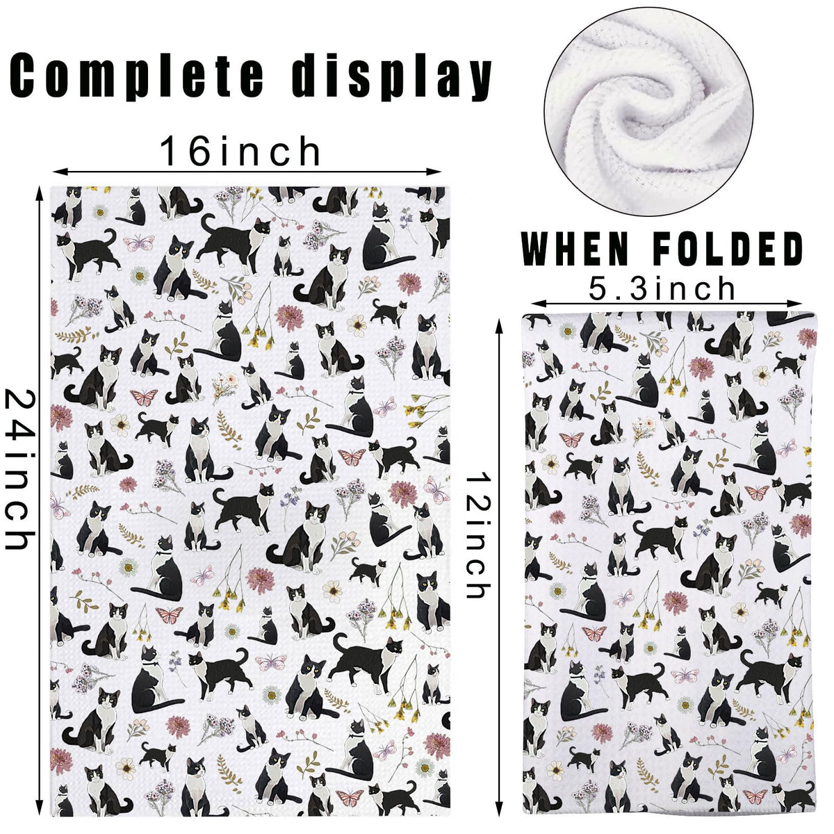 G2TUP Tuxedo Cat Kitchen Towels Tuxedo Cat Gift Tuxedo Cat Dish Towel Tuxedo Cat Owner Gifts Black and White Cat Towel (Tuxedo Cat kt)