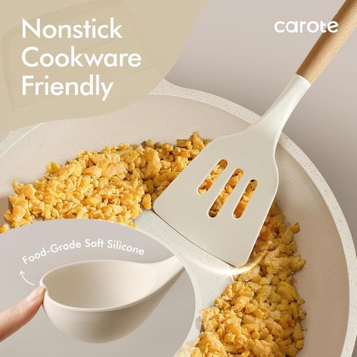CAROTE 22-Piece Silicone Cooking Utensils Set - Heat Resistant Up to 446°F | Includes Spatula, Turner, Whisk & Tongs